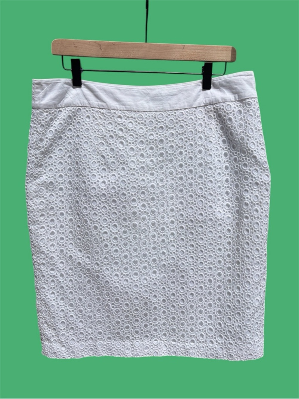 Calvin Klein White Eyelet Pencil Skirt